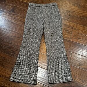 Tory Burch Printed Donegal Monochrome High Waisted Tweed Flare Pants